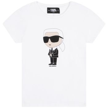 textil Flickor T-shirts Karl Lagerfeld Z15418-10P-B Vit