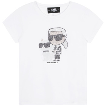 textil Flickor T-shirts Karl Lagerfeld Z15420-10P-B Vit