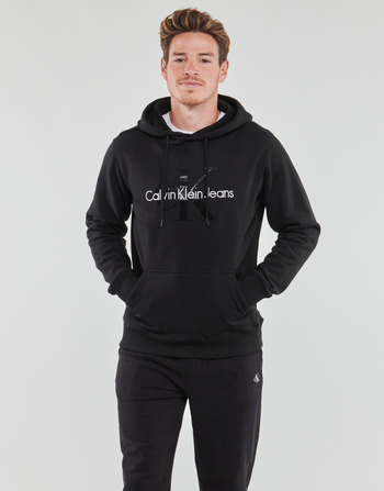 textil Herr Sweatshirts Calvin Klein Jeans MONOLOGO REGULAR HOODIE Svart