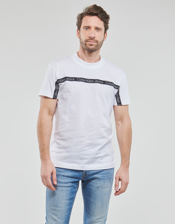 textil Herr T-shirts Calvin Klein Jeans LOGO TAPE TEE Vit