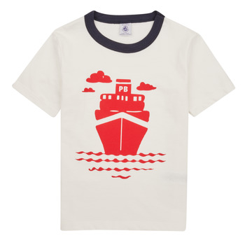 textil Pojkar T-shirts Petit Bateau FOXY Vit / Marin / Röd
