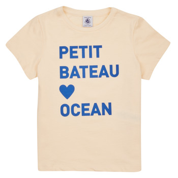 textil Flickor T-shirts Petit Bateau FOUGUE Beige / Blå