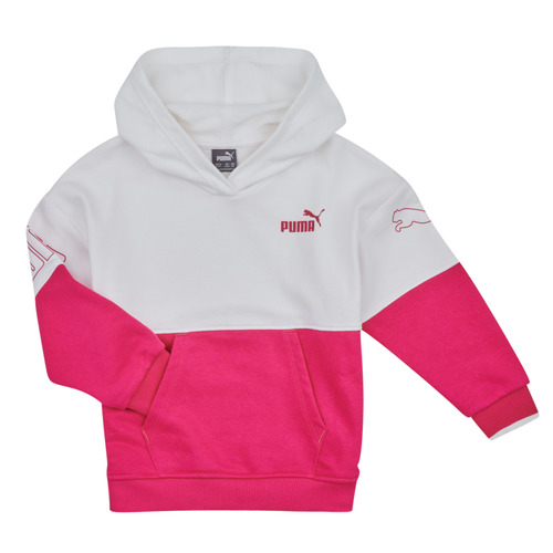 textil Flickor Sweatshirts Puma PUMA POWER COLORBLOCK Vit / Rosa