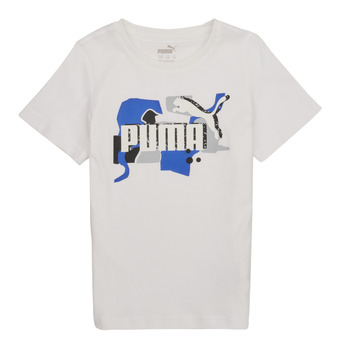 textil Pojkar T-shirts Puma ESS COL LOGO Vit / Blå