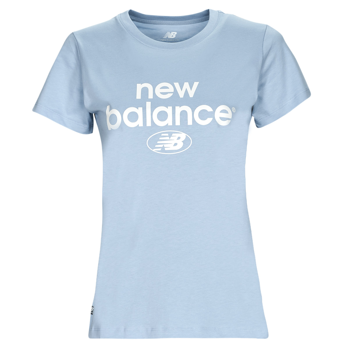 textil Dam T-shirts New Balance Essentials Graphic Athletic Fit Short Sleeve Blå
