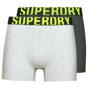 Underkläder Herr Boxershorts Superdry BOXER DUAL LOGO DOUBLE PACK Grå / Mörk / Grå / Ljus