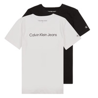 textil Pojkar T-shirts Calvin Klein Jeans CKJ LOGO 2-PACK T-SHIRT X2 Svart / Vit
