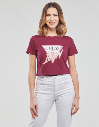 Guess SS CN ICON TEE Bordeaux