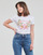 textil Dam T-shirts Guess SS CN TRIANGLE FLOWERS TEE Vit