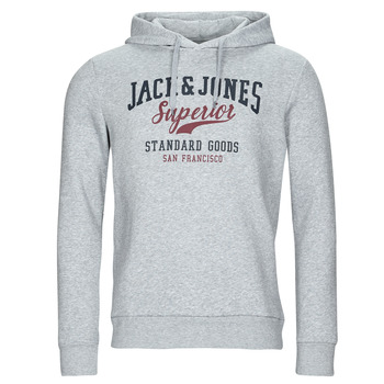 textil Herr Sweatshirts Jack & Jones JJELOGO SWEAT HOOD Grå