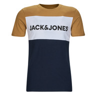 textil Herr T-shirts Jack & Jones JJELOGO BLOCKING TEE SS Gul / Vit / Marin