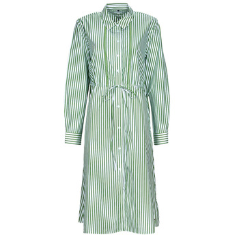 textil Dam Korta klänningar Tommy Hilfiger ORG CO STRIPE MIDI SHIRT-DRESS Vit / Grön