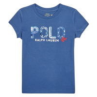 textil Flickor T-shirts Polo Ralph Lauren SS POLO TEE-KNIT SHIRTS-T-SHIRT Blå
