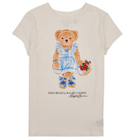 textil Flickor T-shirts Polo Ralph Lauren BEAR SS TEE Benvit