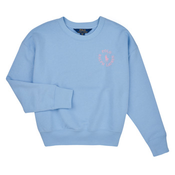 textil Flickor Sweatshirts Polo Ralph Lauren BUBBLE PO CN-KNIT SHIRTS-SWEATSHIRT Blå / Himmelsblå / Rosa