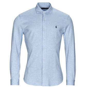 textil Herr Långärmade skjortor Polo Ralph Lauren CHEMISE COUPE DROITE Blå / Himmelsblå / Vit