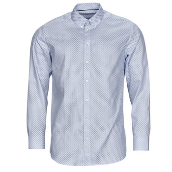 textil Herr Långärmade skjortor Selected ETHAN MICRO MOTIF SLIM FIT Blå / Himmelsblå