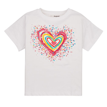textil Flickor T-shirts Desigual TS_HEART Vit / Flerfärgad