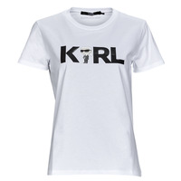 textil Dam T-shirts Karl Lagerfeld IKONIK 2.0 KARL LOGO T-SHIRT Vit