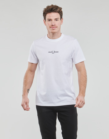 textil Herr T-shirts Fred Perry EMBROIDERED T-SHIRT Vit