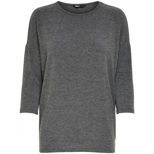 textil Dam Sweatshirts Only Top Glamour 3/4 - Dark Grey Melange Grå