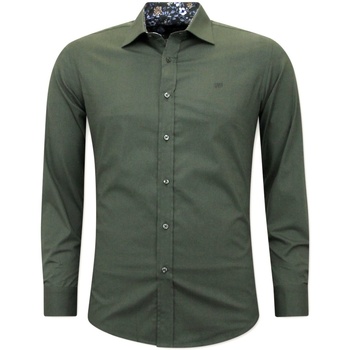 textil Herr Långärmade skjortor Gentile Bellini Skjorta Slim Fit Grön