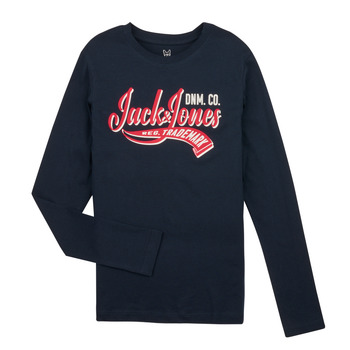 textil Pojkar Långärmade T-shirts Jack & Jones JJELOGO TEE LS ONECK 2 COL JNR Marin