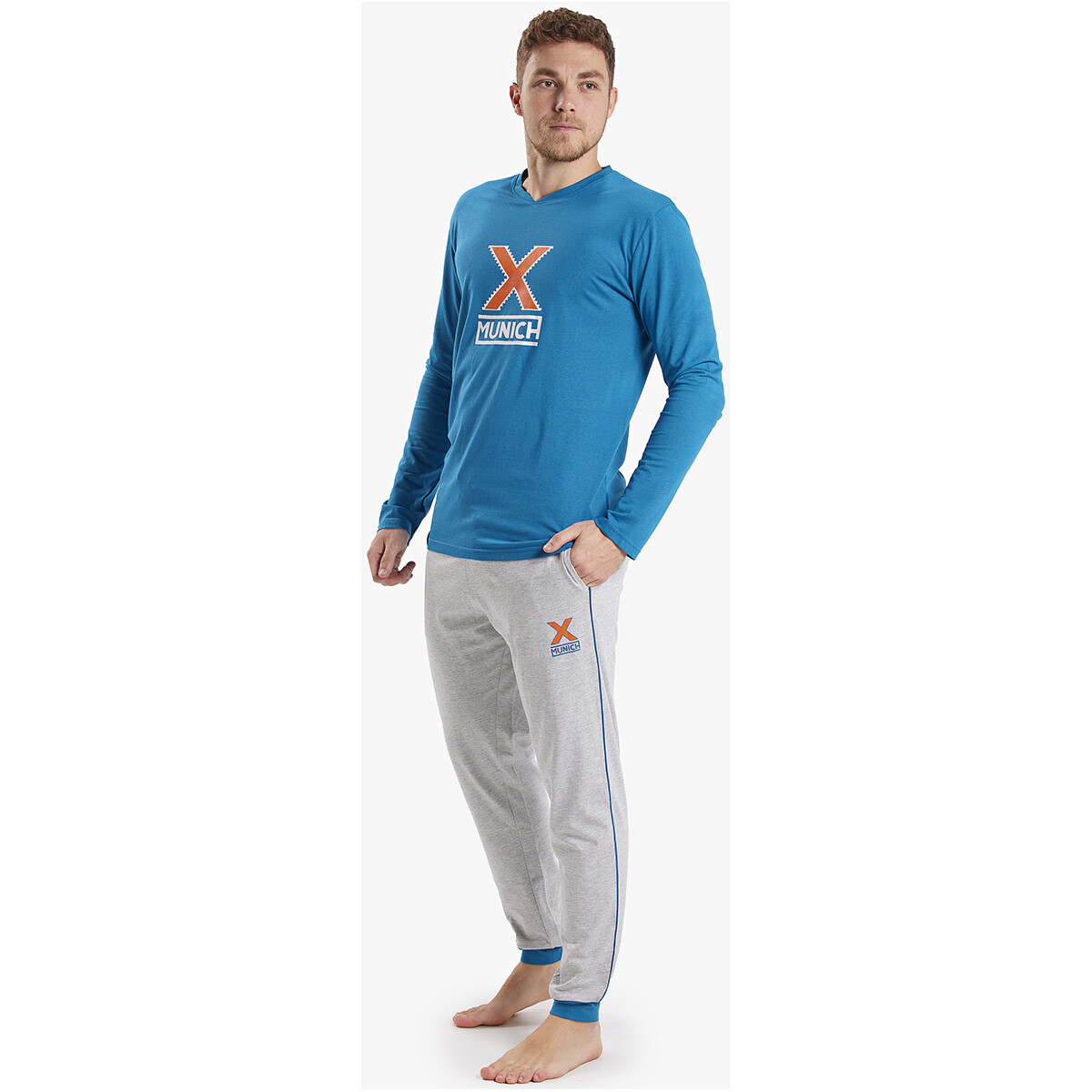 textil Herr Pyjamas/nattlinne Munich CP0452 Flerfärgad