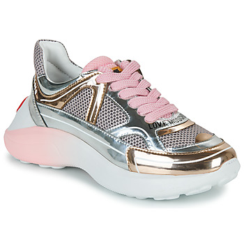 Skor Dam Sneakers Love Moschino SUPERHEART Rosa / Guldfärgad / Silverfärgad / Rosa