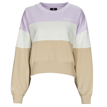 textil Dam Sweatshirts Converse COLOR-BLOCKED CHAIN STITCH Violett / Flerfärgad