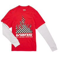 textil Pojkar Långärmade T-shirts Vans REFLECTIVE CHECKERBOARD FLAME TWOFER Röd / Vit
