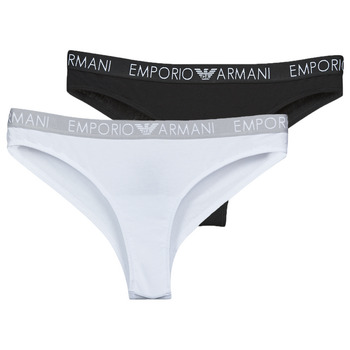 Underkläder Dam Trosor Emporio Armani ICONIC COTTON X2 Svart / Vit