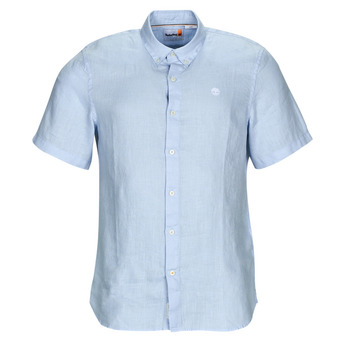 textil Herr Kortärmade skjortor Timberland SS Mill River Linen Shirt Slim Blå / Himmelsblå