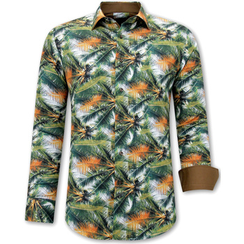 textil Herr Långärmade skjortor Gentile Bellini Tropisk Print Skjorta Gron Flerfärgad