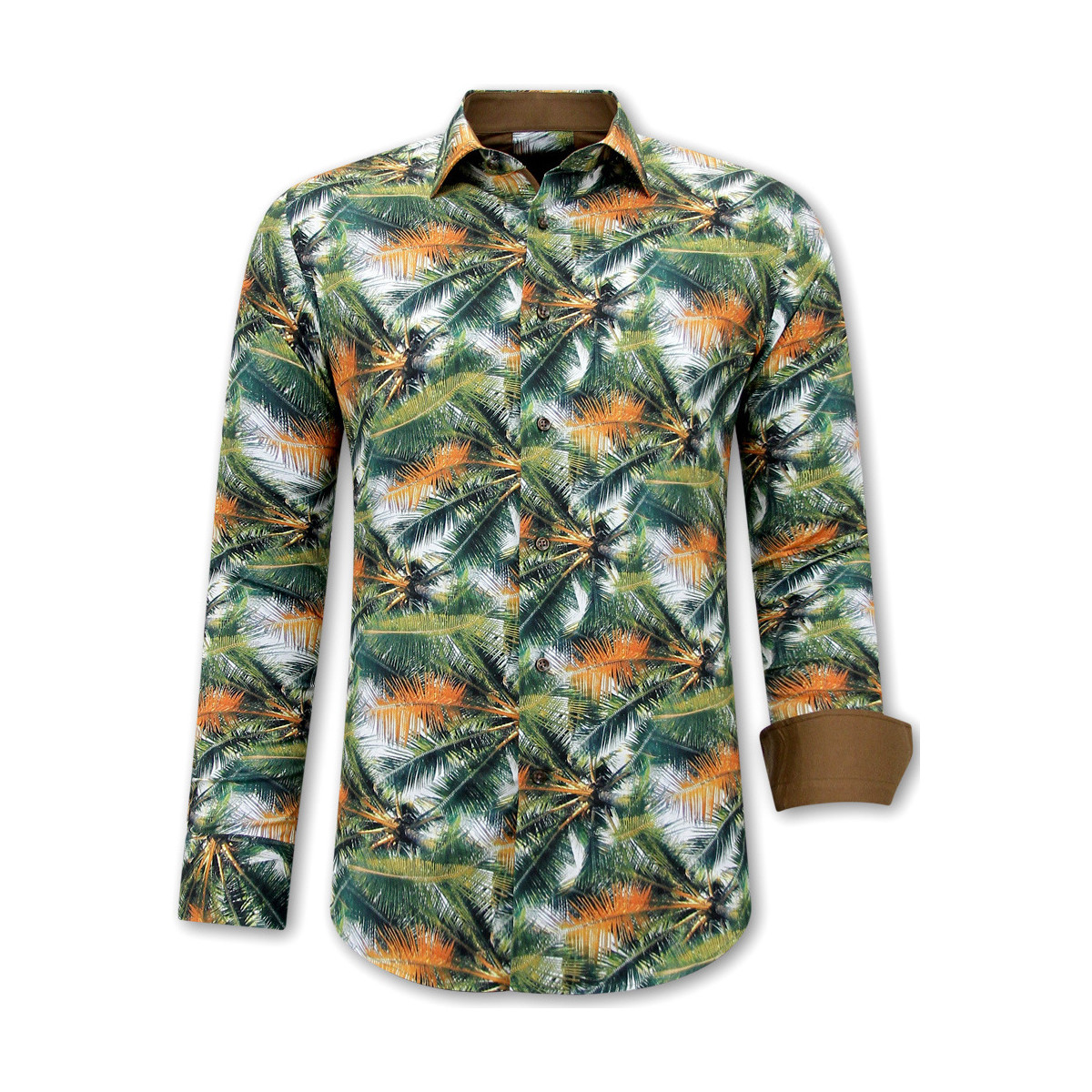 textil Herr Långärmade skjortor Gentile Bellini Tropisk Print Skjorta Gron Flerfärgad
