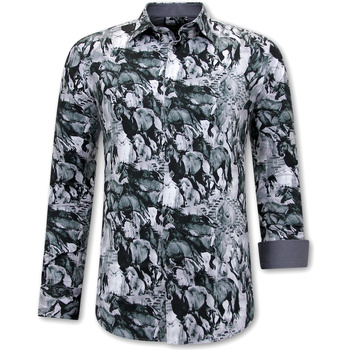 textil Herr Långärmade skjortor Gentile Bellini Djurtryck Slim Fit Skjorta Flerfärgad