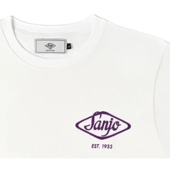 textil Herr T-shirts & Pikétröjor Sanjo Flocked Logo T-Shirt - White Vit