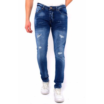 textil Herr Stuprörsjeans True Rise Jeans Blekt Färgstänk Slim Fit DC Blå