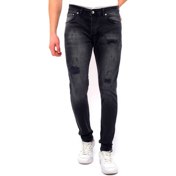 textil Herr Stuprörsjeans True Rise Jeans Färgstänk Slim Fit Strech DC Svart