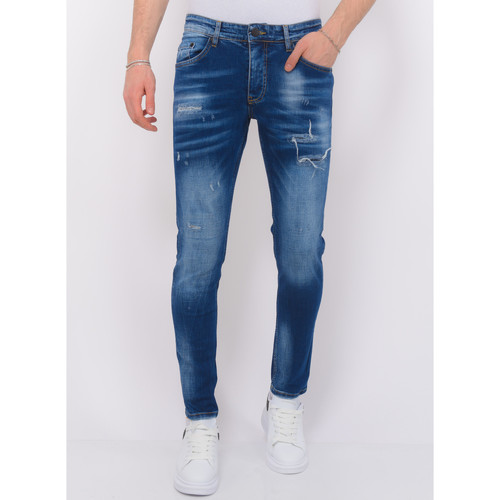textil Herr Stuprörsjeans Local Fanatic Blue Ripped Jeans Slim Fit Blå