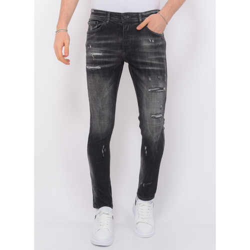 textil Herr Stuprörsjeans Local Fanatic Stoashed Ripped Jeans Slim Fit Svart