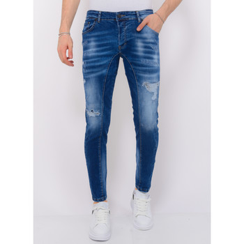 textil Herr Stuprörsjeans Local Fanatic Distressed Ripped Jeans Slim Fit Blå