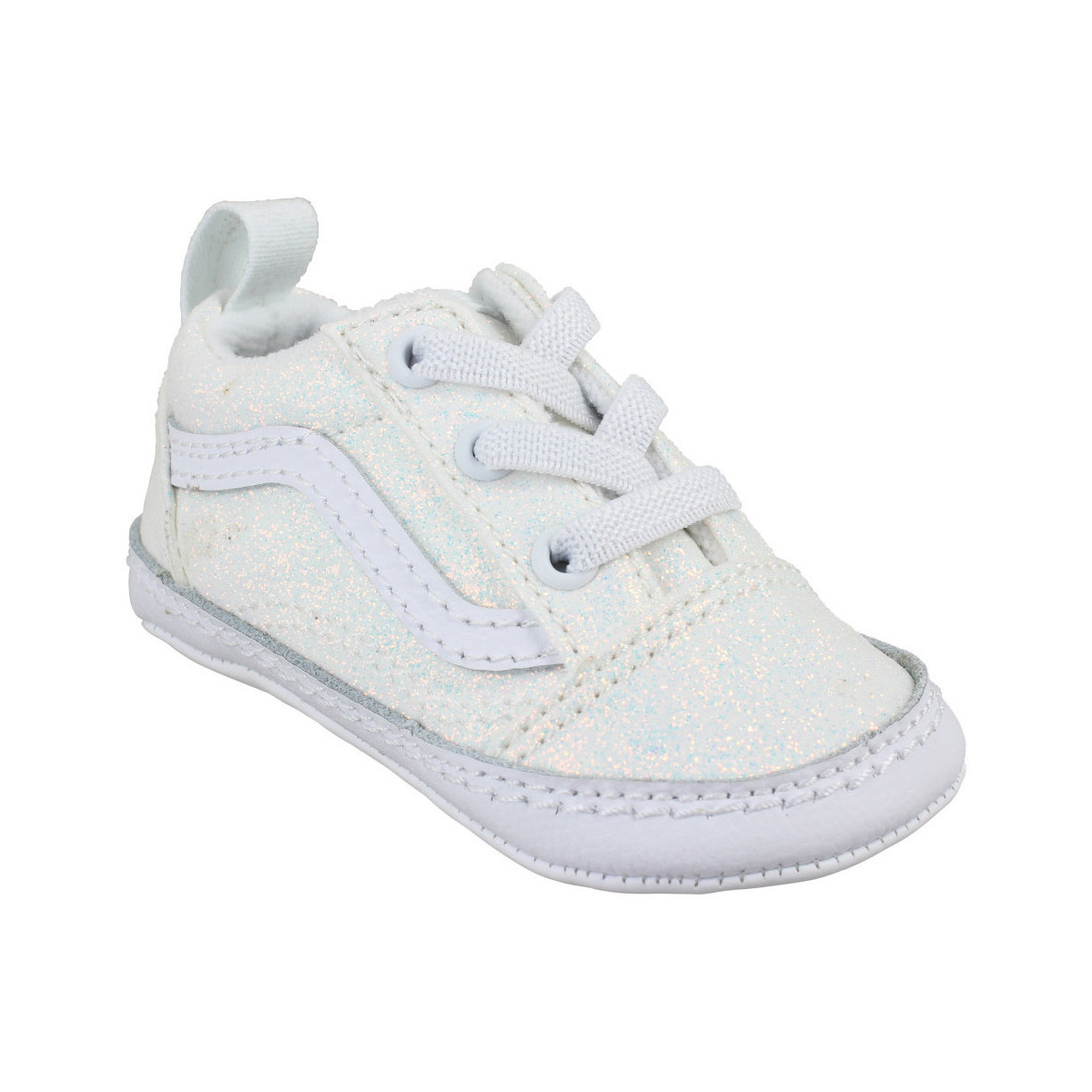 Skor Barn Sneakers Vans Old Skool Crib Glitter Enfant White Vit