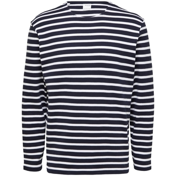 textil Herr T-shirts & Pikétröjor Selected Noos Briac Stripe L/S T-Shirt - Navy Blazer Blå