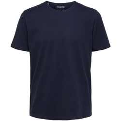 textil Herr T-shirts & Pikétröjor Selected Noos Pan Linen T-Shirt - Navy Blazer Blå