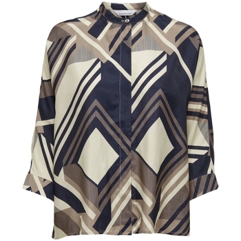 textil Dam Blusar La Strada Shirt Scarlet 3/4 - Sandshell Night Flerfärgad