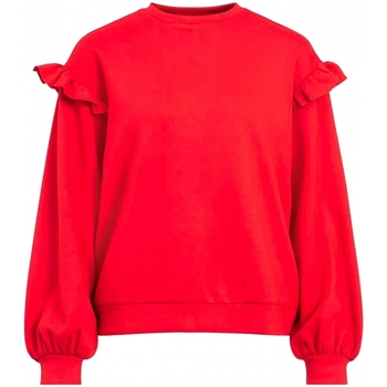 textil Dam Sweatshirts Vila Sweat Sif Flounce L/S - Pompeian Red Röd