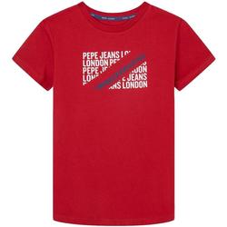 textil Pojkar T-shirts Pepe jeans  Röd