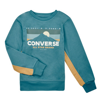 textil Pojkar Sweatshirts Converse GEAREDUPBLOCKEDFTMIXCREW Blå / Kaki
