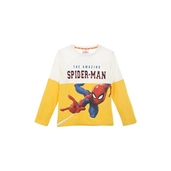 textil Pojkar Långärmade T-shirts TEAM HEROES  T SHIRT SPIDERMAN Vit / Gul
